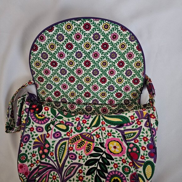 Vera Bradley Purple Pink Green Yellow Viva La Vera Floral Boho Shoulder Bag - Picture 7 of 8